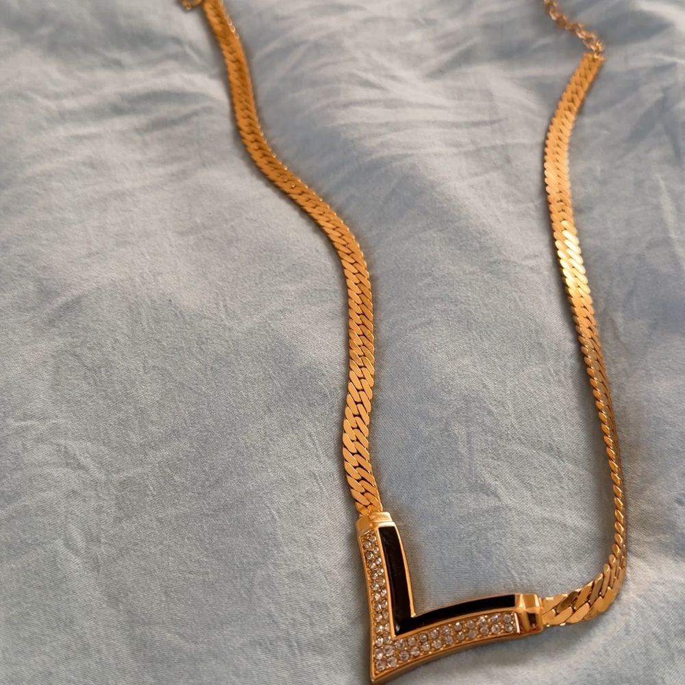 Christian Dior Gold V-Shaped Necklace Vintage